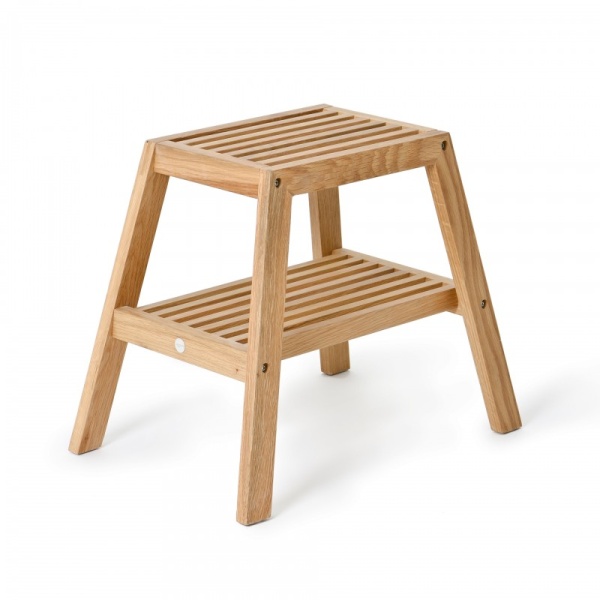 Natural Oak Slatted Bathroom Stool